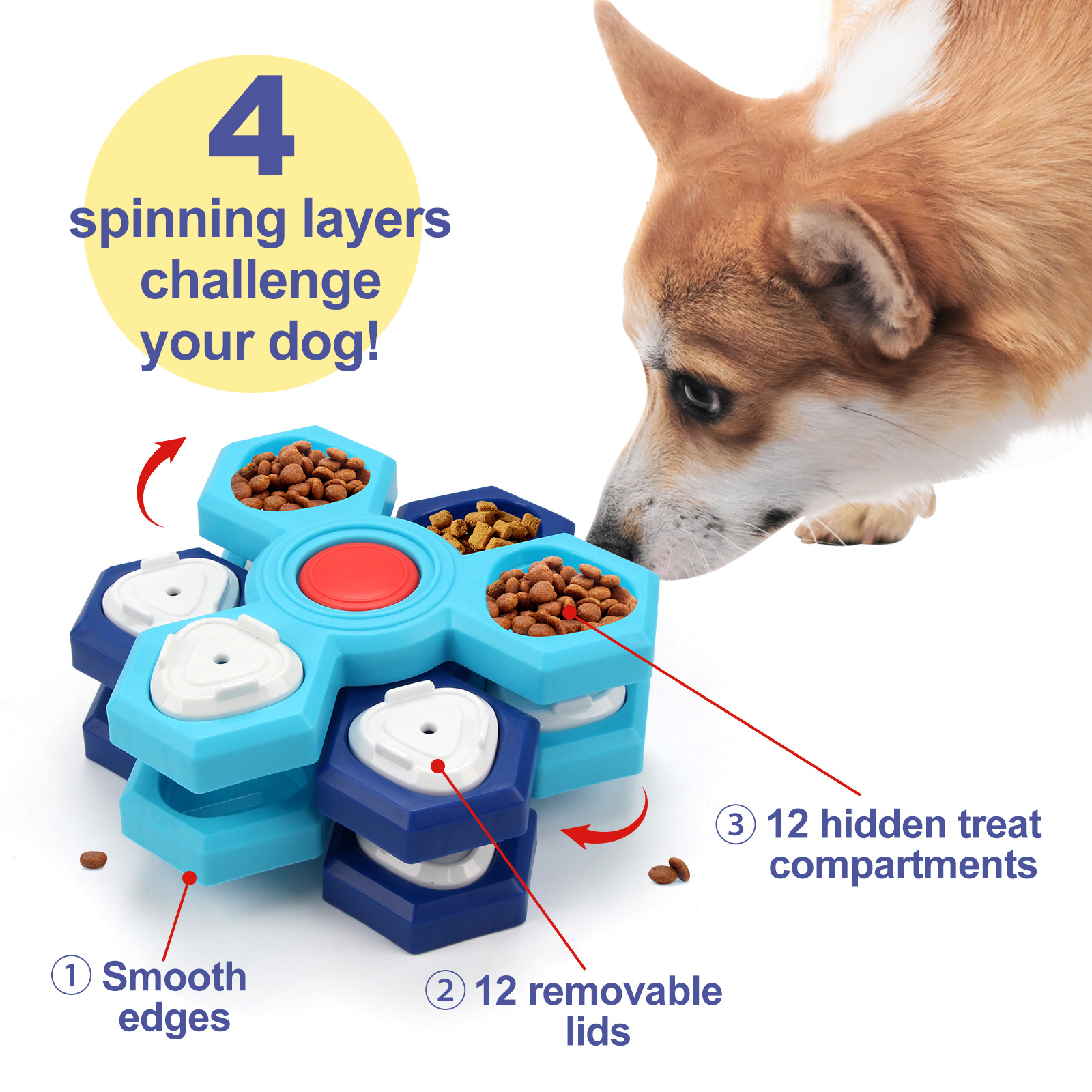 Smart Dog Puzzle Feeder Toy - Adjustable Difficulty Levels 1 to 4