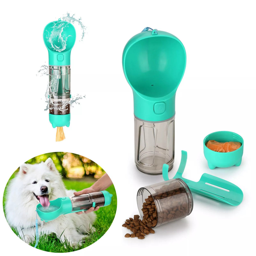3-in-1 Pet Travel Water Bottle with Drinking Bowl & Food Container for Dogs