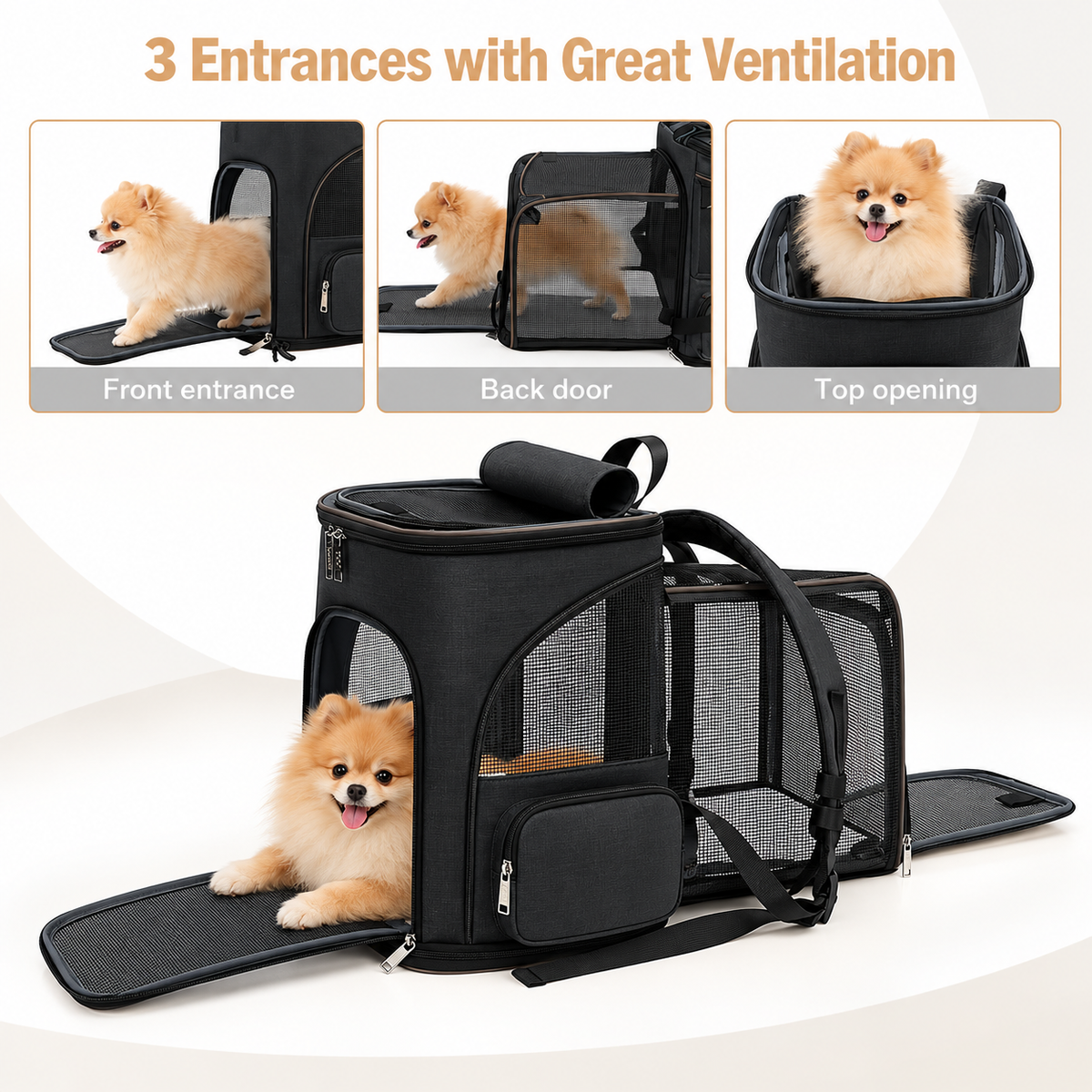 Expandable Pet Backpack for Cats & Dogs