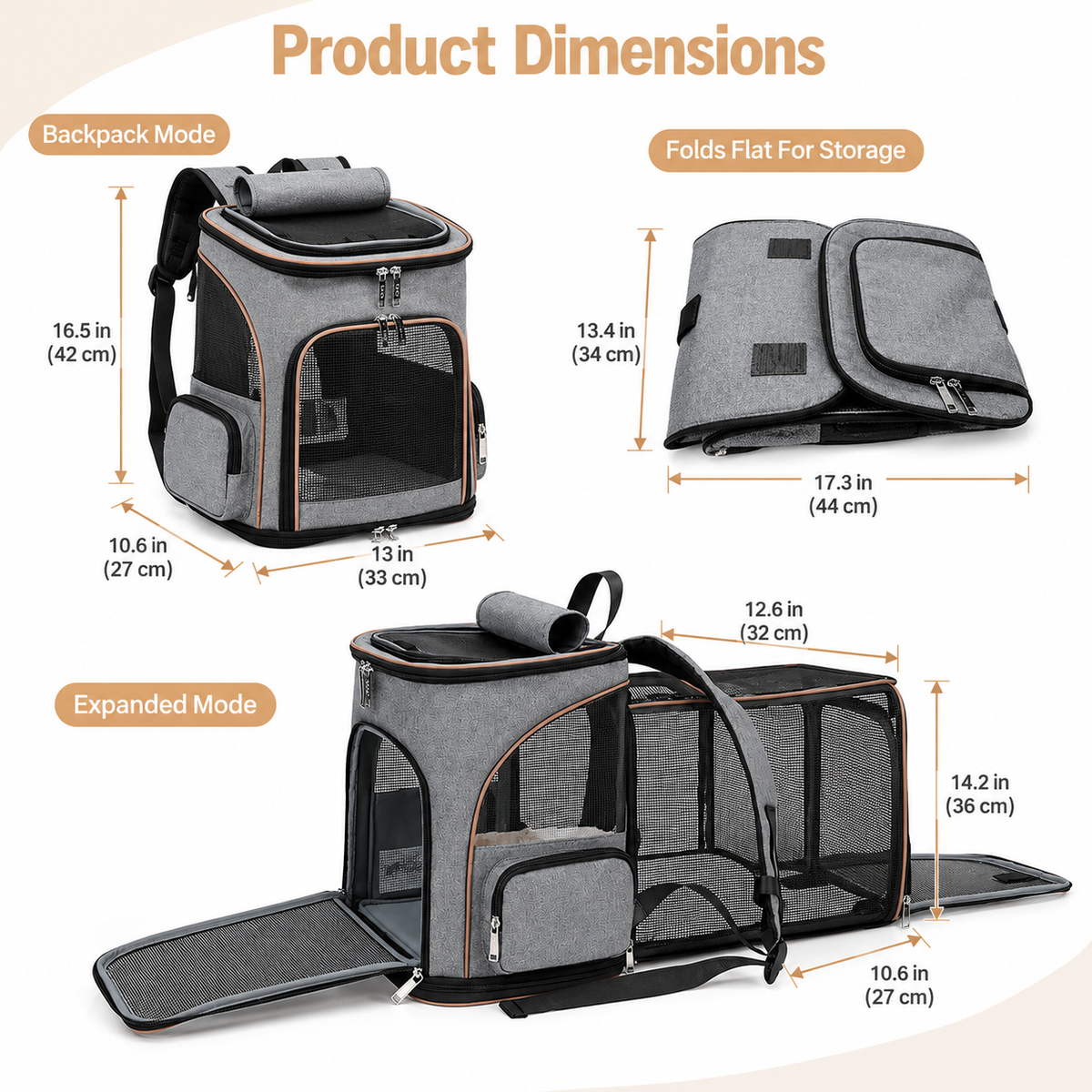 Expandable Pet Backpack for Cats & Dogs