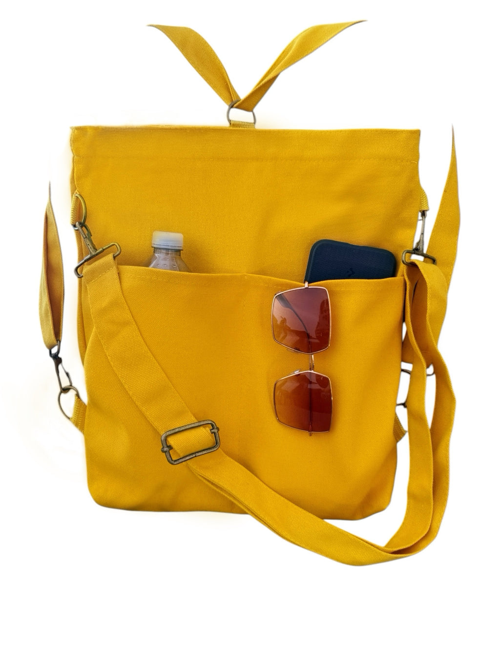 Multi-Purpose Canvas Tote Bag, Double-Shoulder Backpack, Crossbody Bag