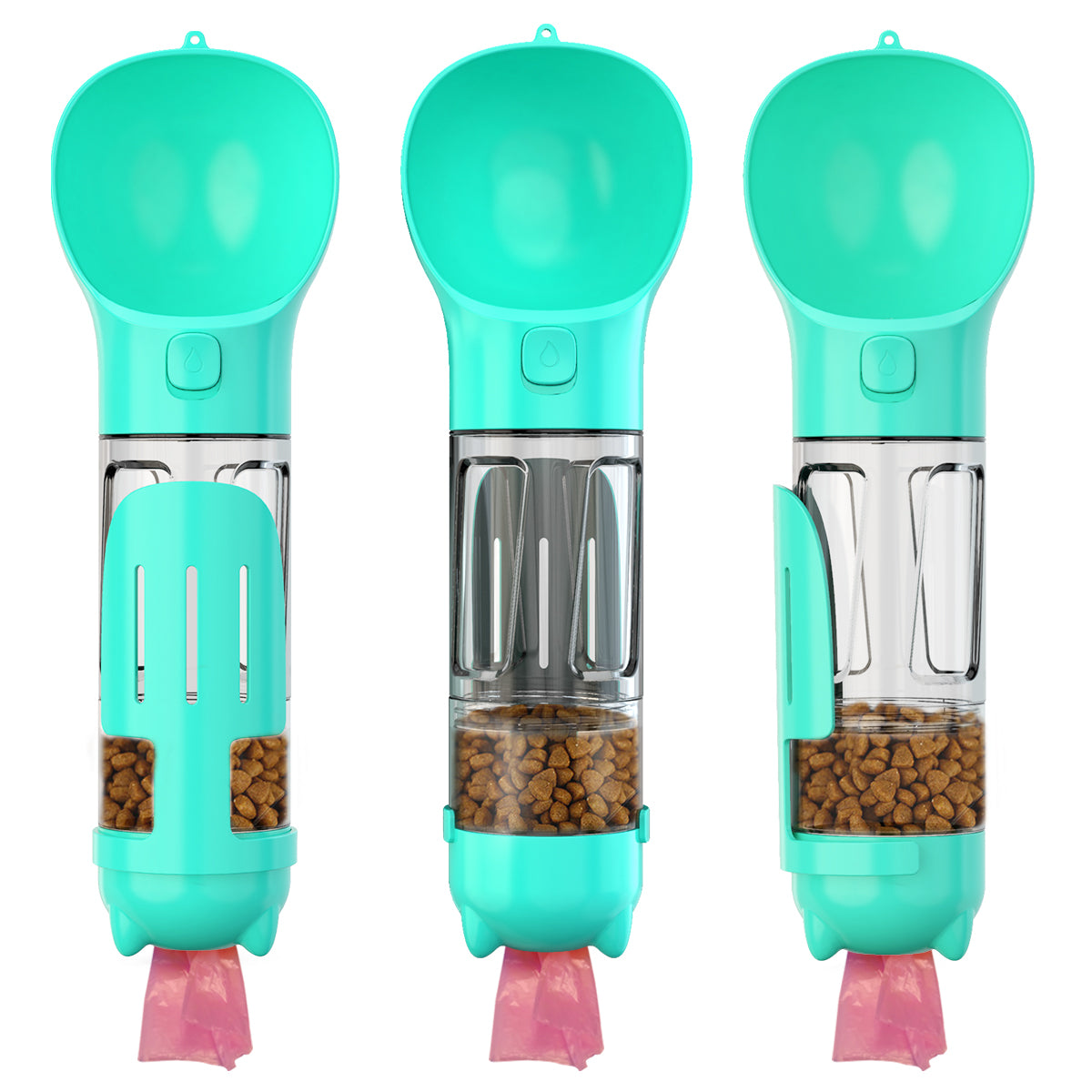 3-in-1 Pet Travel Water Bottle with Drinking Bowl & Food Container for Dogs