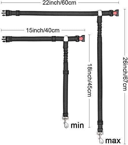 2 in 1 Dog Car Seatbelts with Anti-Shock Elastic Bungee Buffer