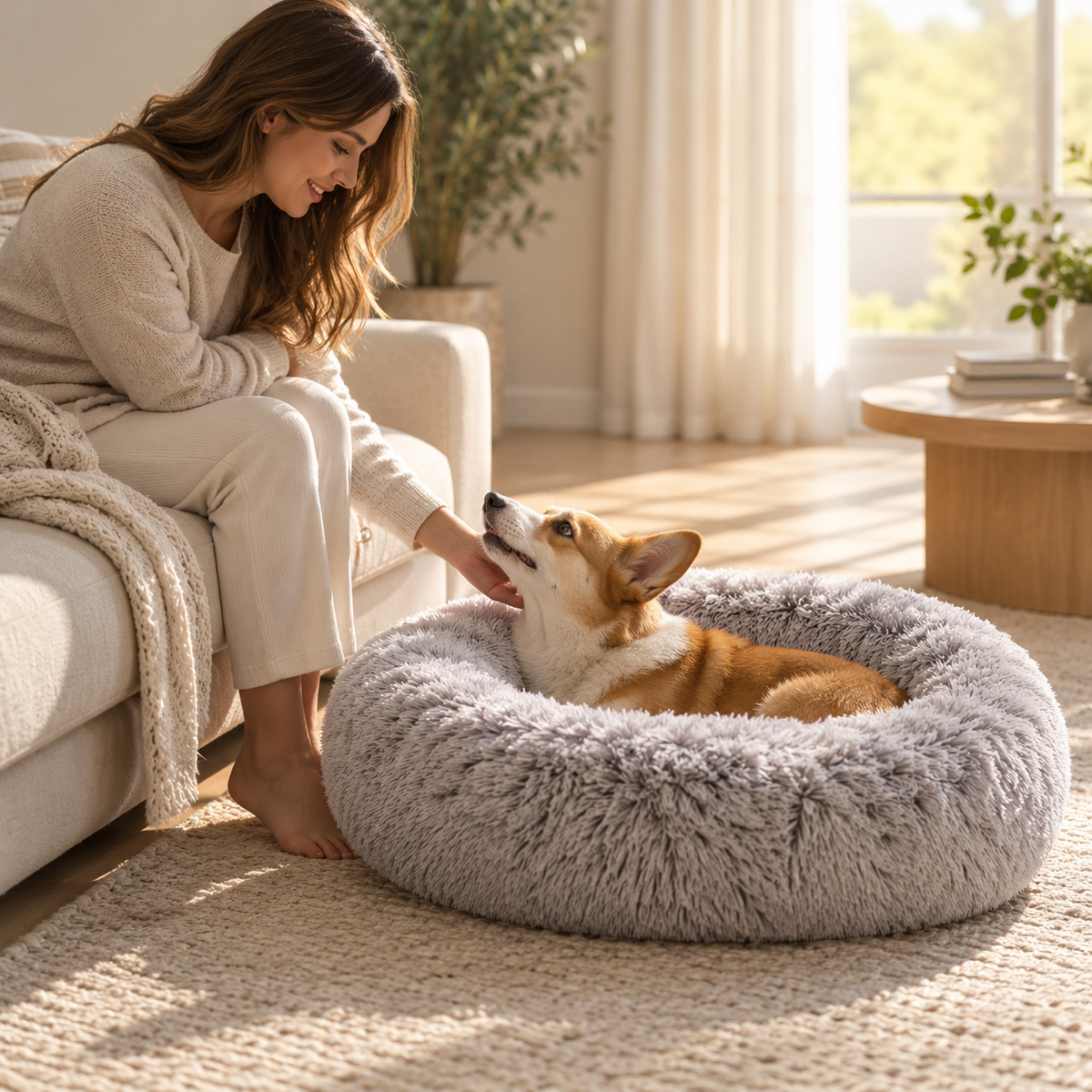 Calming Donut Plush Pet Bed