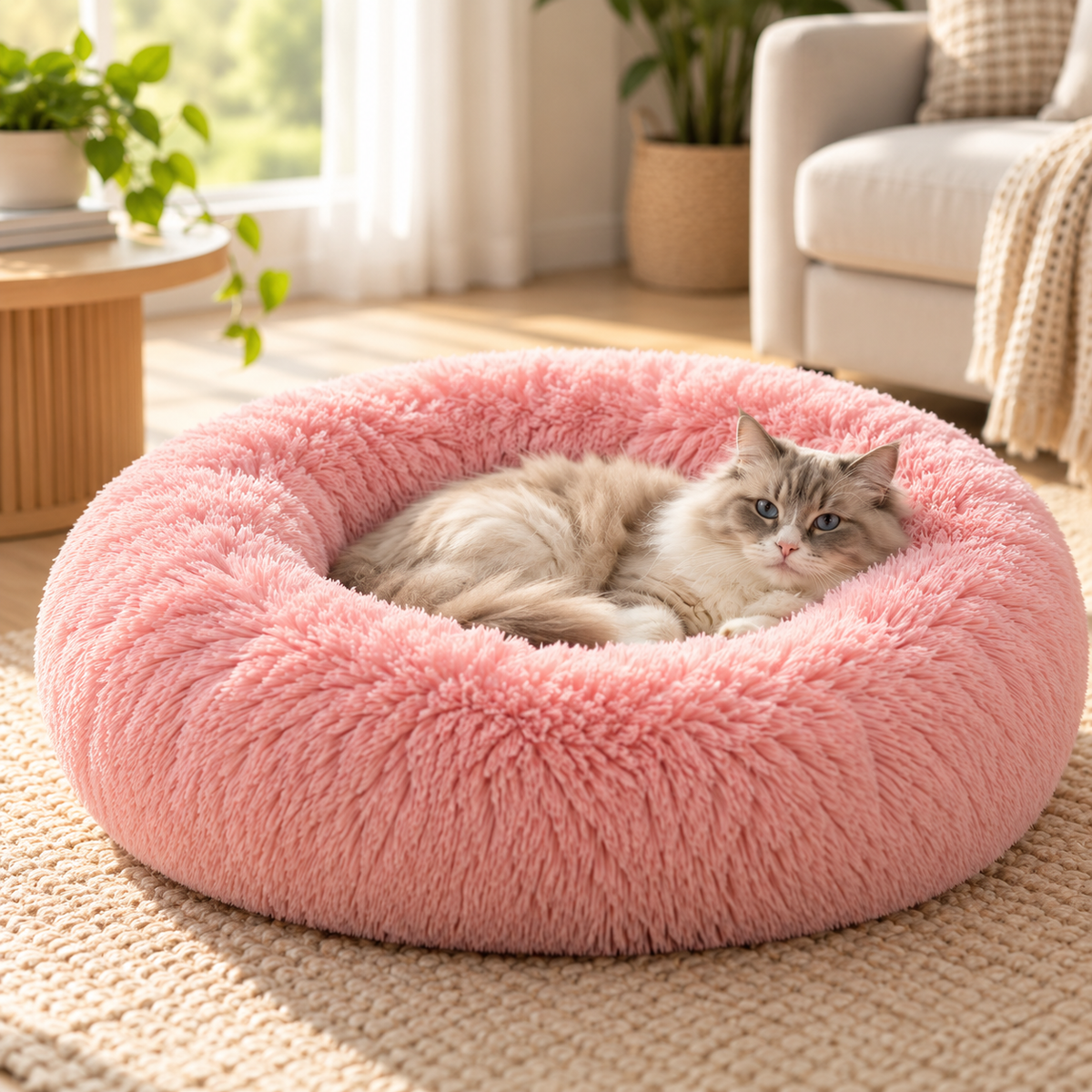 Calming Donut Plush Pet Bed