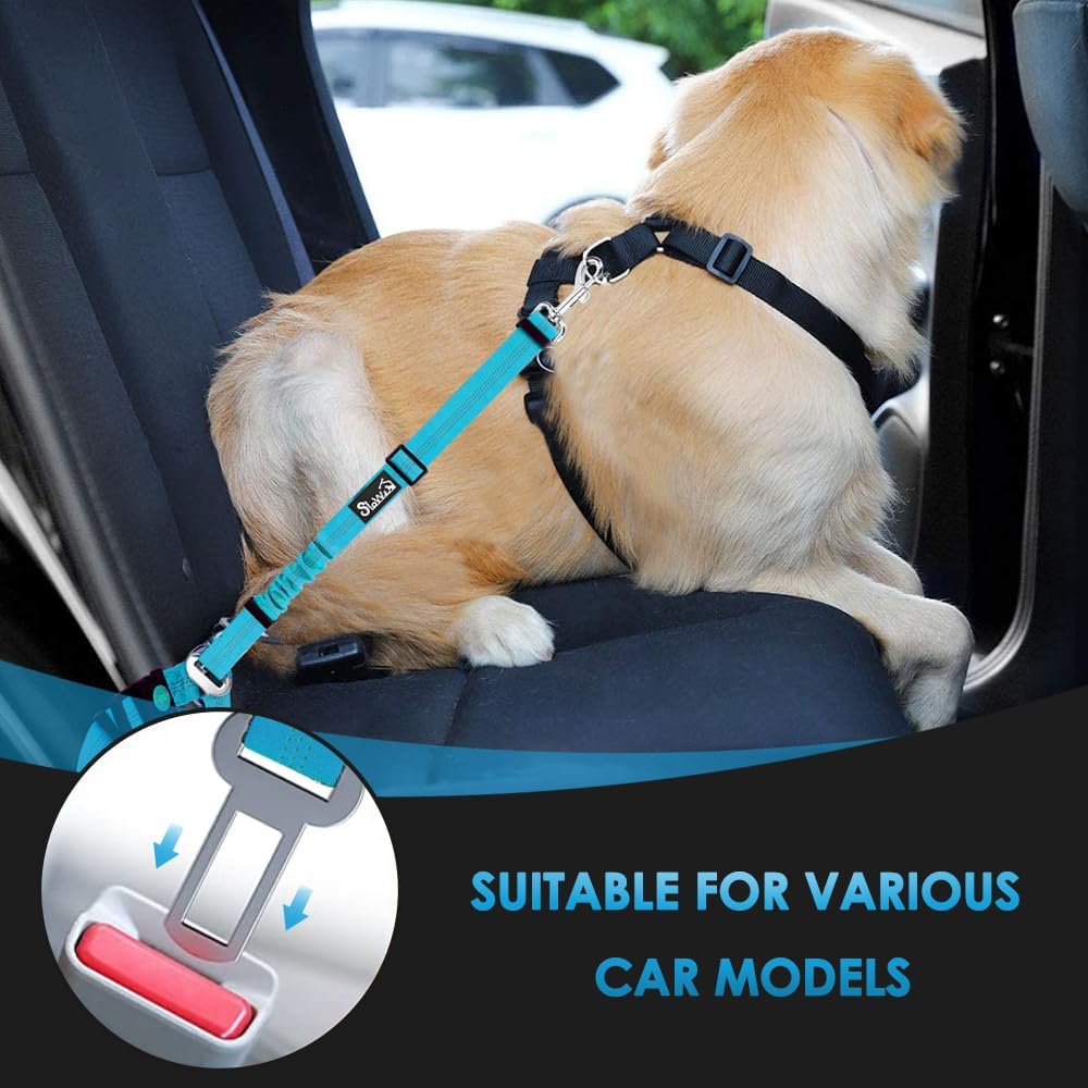 2 in 1 Dog Car Seatbelts with Anti-Shock Elastic Bungee Buffer