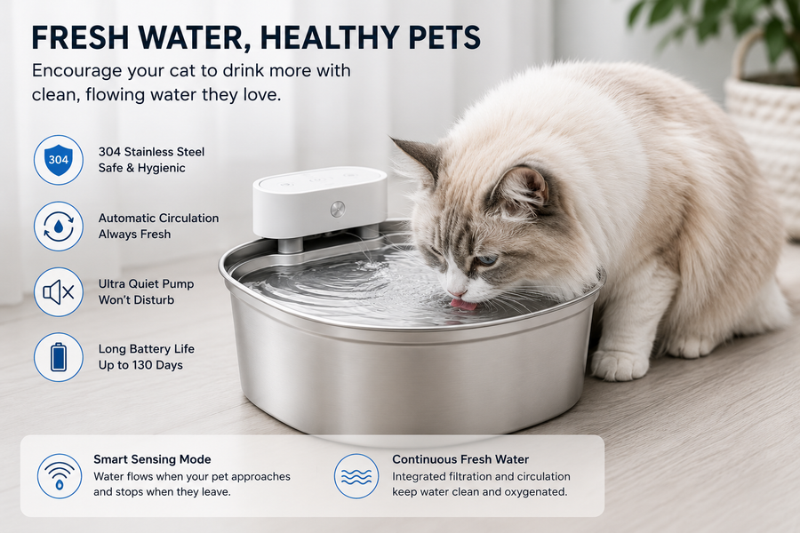 Smart Stainless Steel Pet Water Fountain