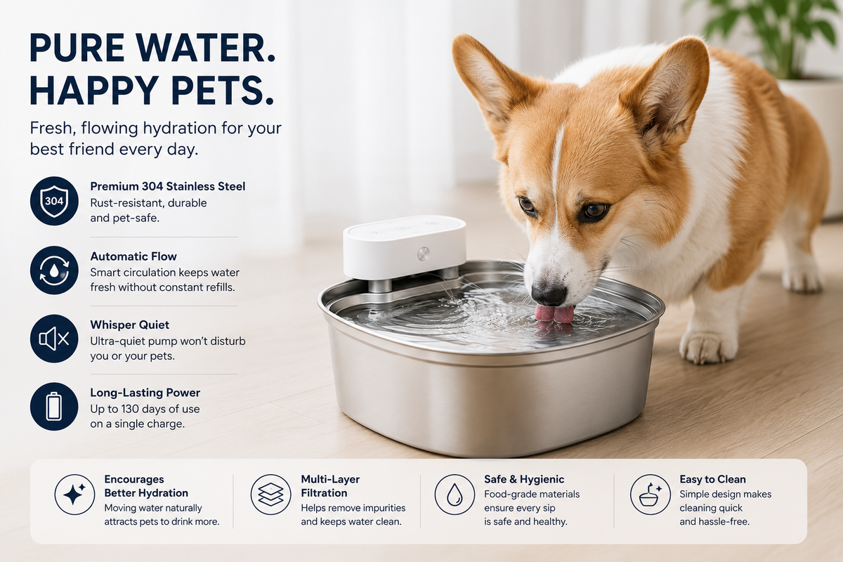 Smart Stainless Steel Pet Water Fountain
