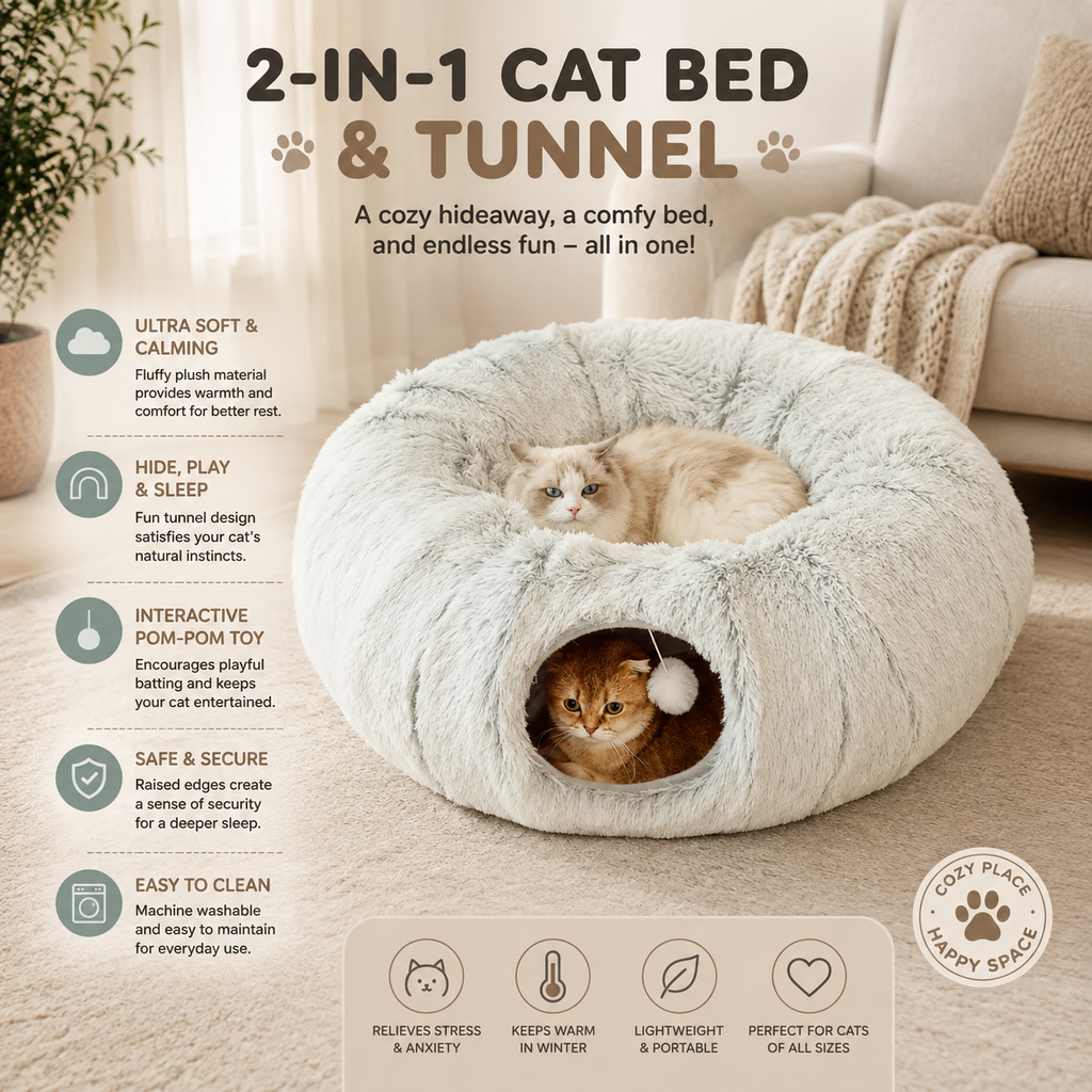 2-In-1 Cat Bed & Tunnel