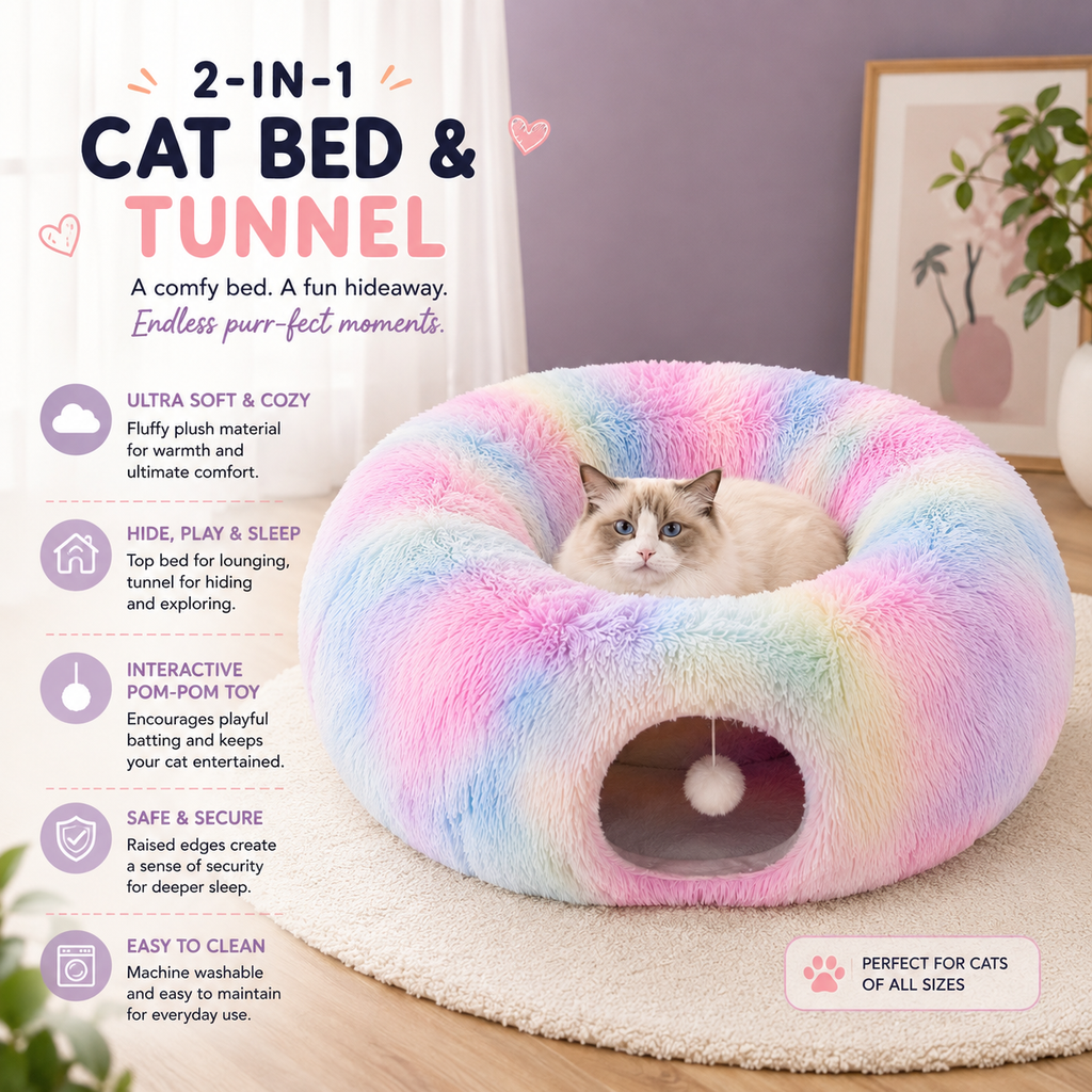 2-In-1 Cat Bed & Tunnel