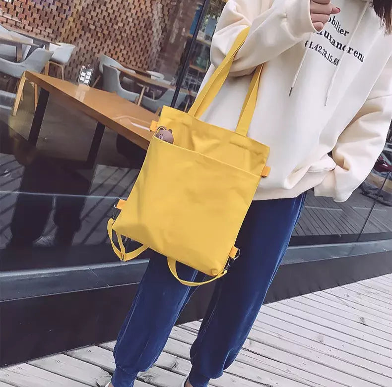 Multi-Purpose Canvas Tote Bag, Double-Shoulder Backpack, Crossbody Bag