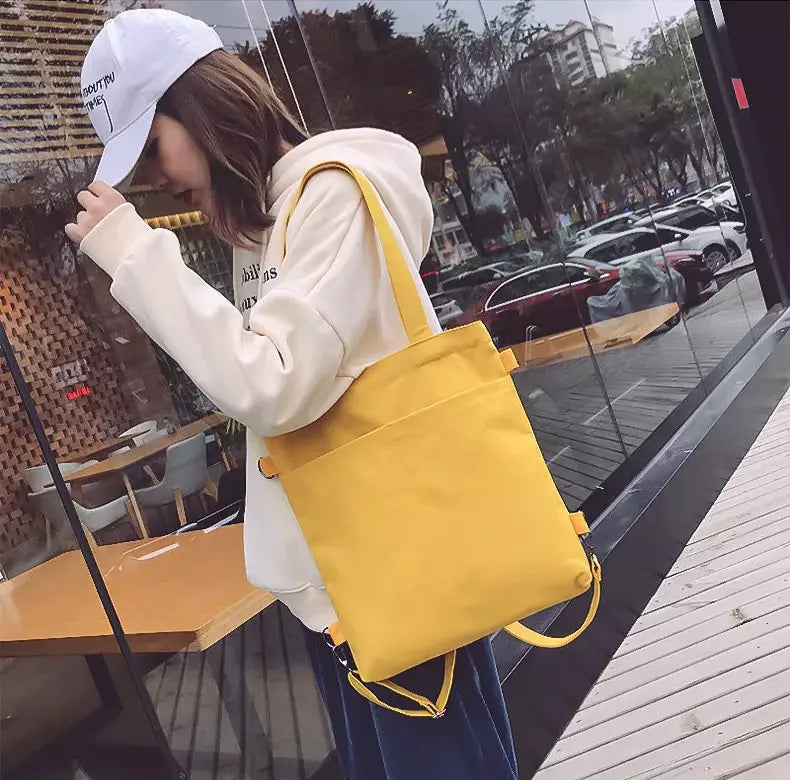 Multi-Purpose Canvas Tote Bag, Double-Shoulder Backpack, Crossbody Bag