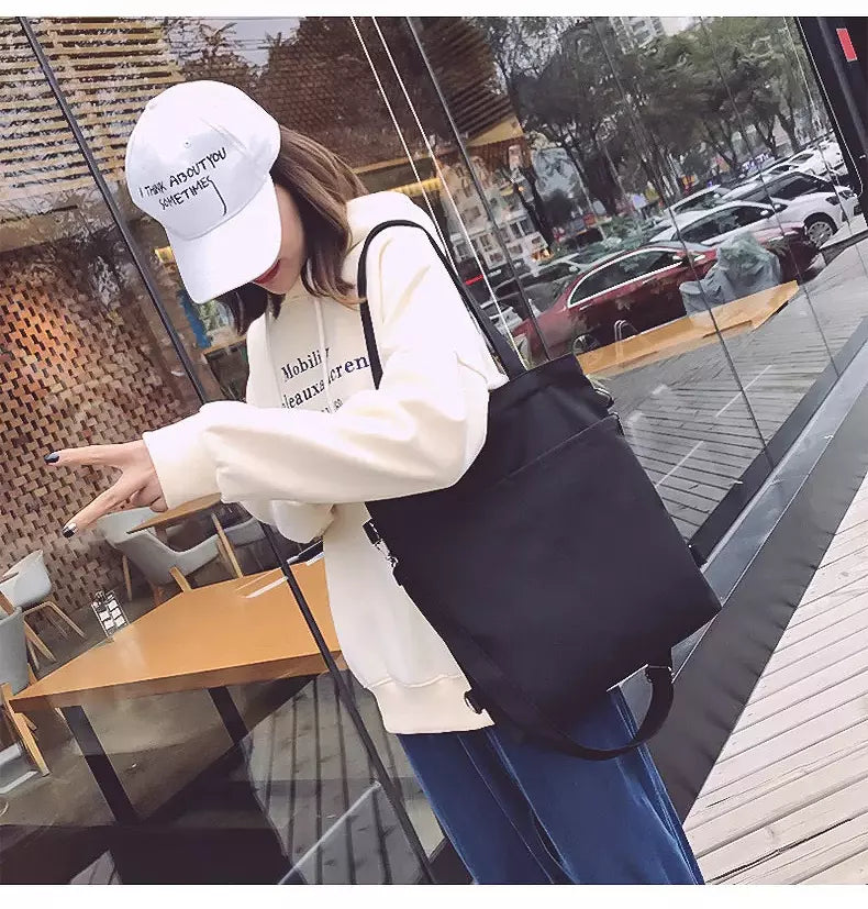 Multi-Purpose Canvas Tote Bag, Double-Shoulder Backpack, Crossbody Bag