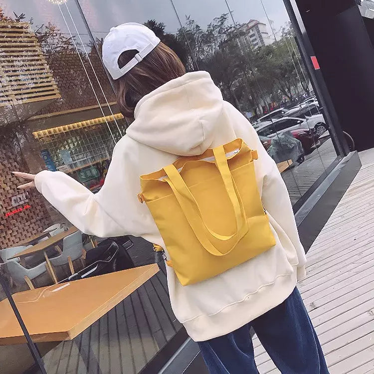 Multi-Purpose Canvas Tote Bag, Double-Shoulder Backpack, Crossbody Bag